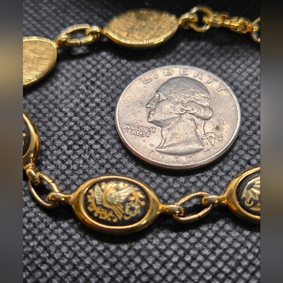 Damascene Bracelet Bird and Sunflower Motifs - Picture 7 of 8